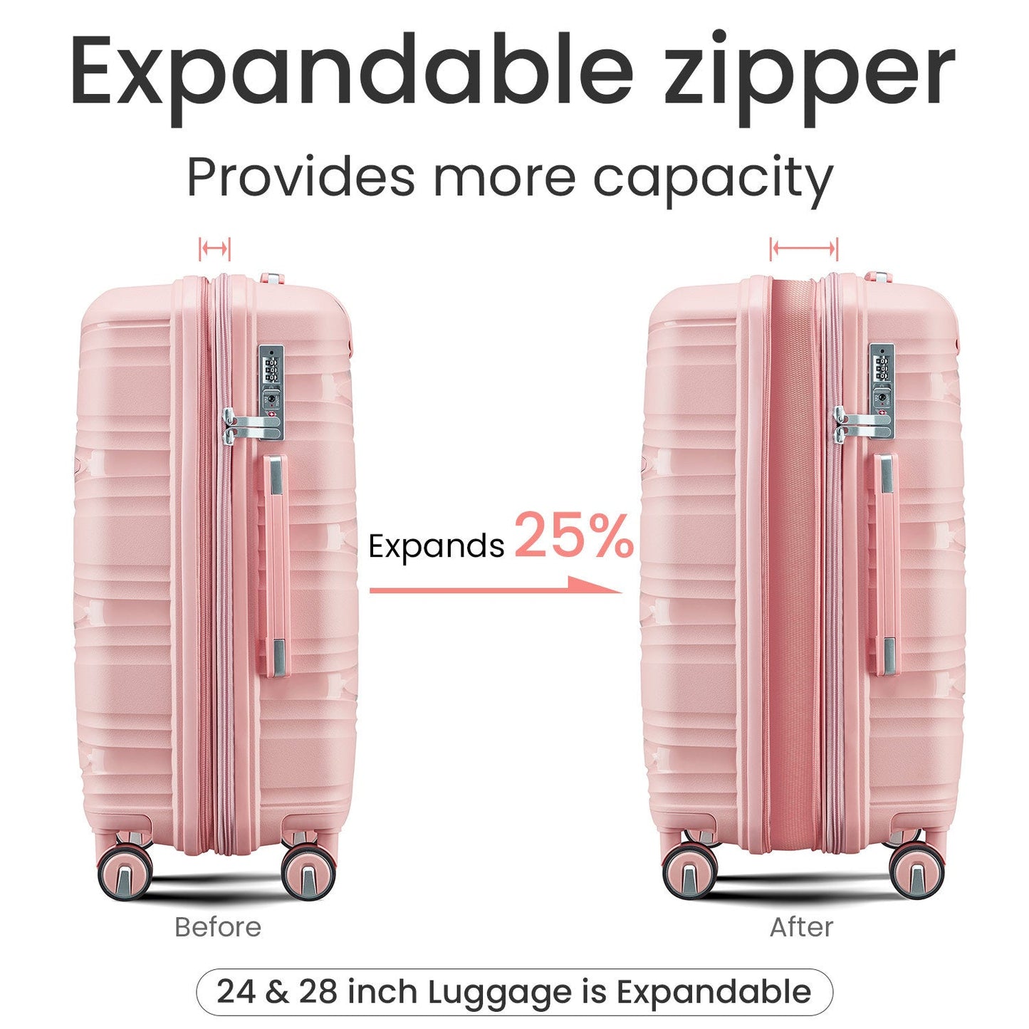 Luggage 4 Piece Sets(14/20/24/28), Hard Shell Lightweight TSA Lock